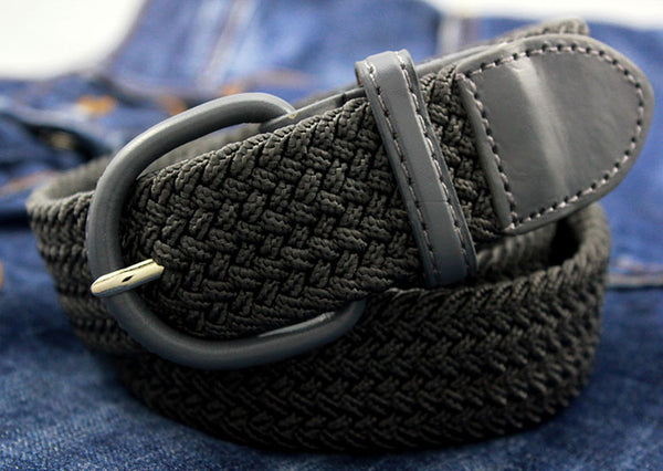 Pigalle — Ceinture femme cuir tressé — Gris