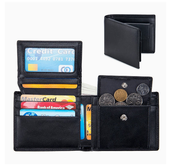 Saint-Germain — Portefeuille homme cuir véritable — Noir