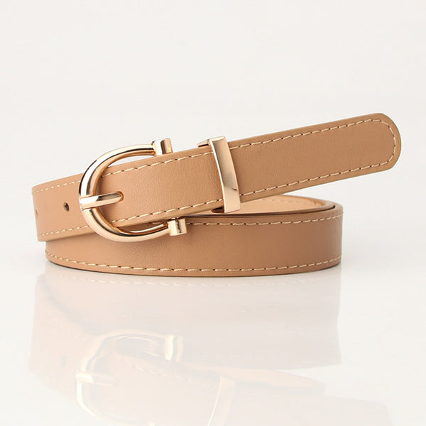 Ranelagh — Ceinture femme fine en cuir — Beige