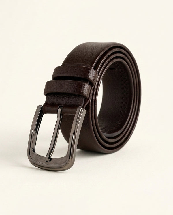 Concorde — Timeless Men's Grained Leather Belt — Marron