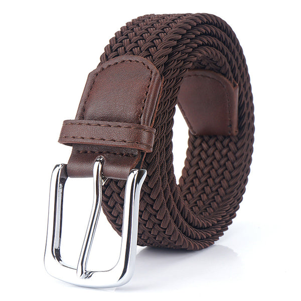 République — Ceinture mixte en toile tressée — Marron