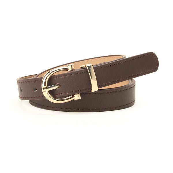 Ranelagh — Ceinture femme fine en cuir — Marron
